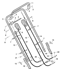 Handle Assembly Diagram and Parts List for 22859X7A 1996 Briggs and Stratton Lawn Mower